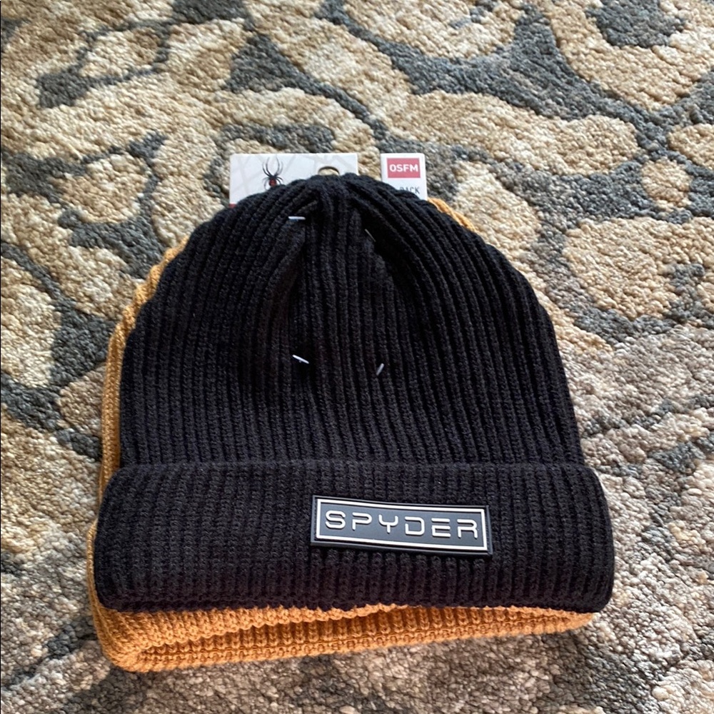 Spyder Black and Tan Beanie